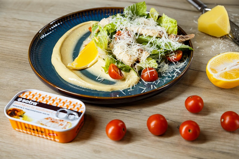 Setra mackerel salad with cheese and anchovies